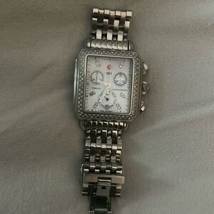 Michele mother of pearl and diamond watch